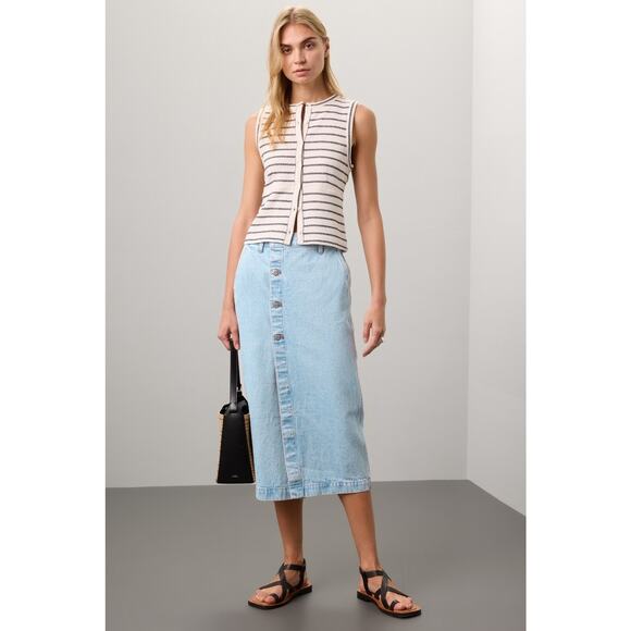 Madewell Dresses & Skirts - MADEWELL Light Blue Denim 100% Cotton Button Front Slit Wrap Midi Skirt Size 29